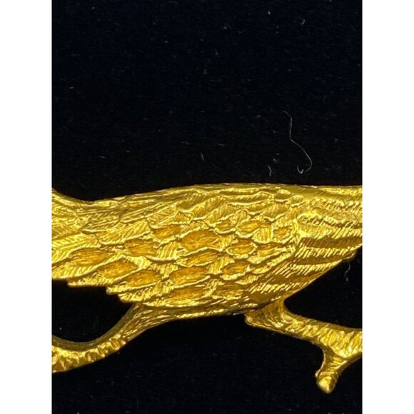 Vintage J Riller Gold-Tone Roadrunner Brooch With Turquoise Eye Accent J0261 - Picture 3 of 10
